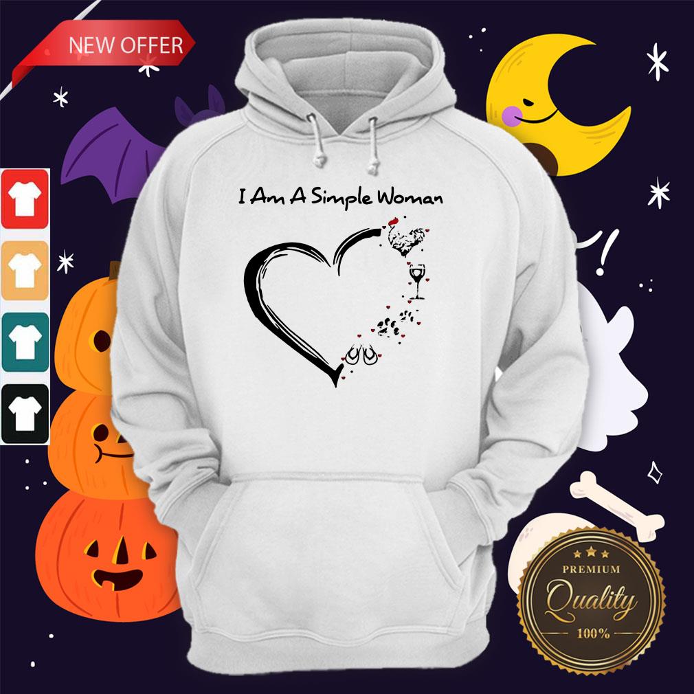 I Am A Simple Woman Chicken Wine Dog Paw And Flip Flop Shirt