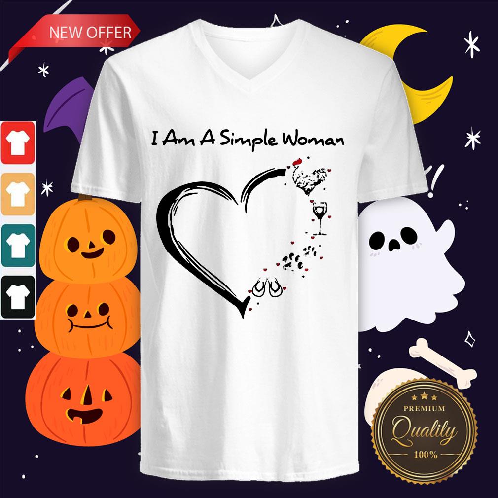 I Am A Simple Woman Chicken Wine Dog Paw And Flip Flop Shirt