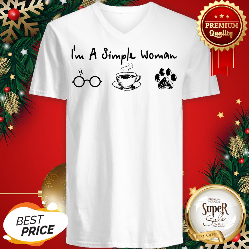 I’m A Simple Woman I Like Coffee Dog Paw Dragonfly Shirt
