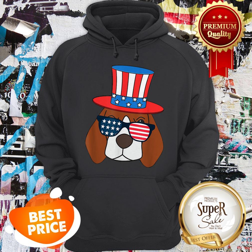 July 4th American Sunglasses USA Flag Patriotic Beagle Dog Shirt