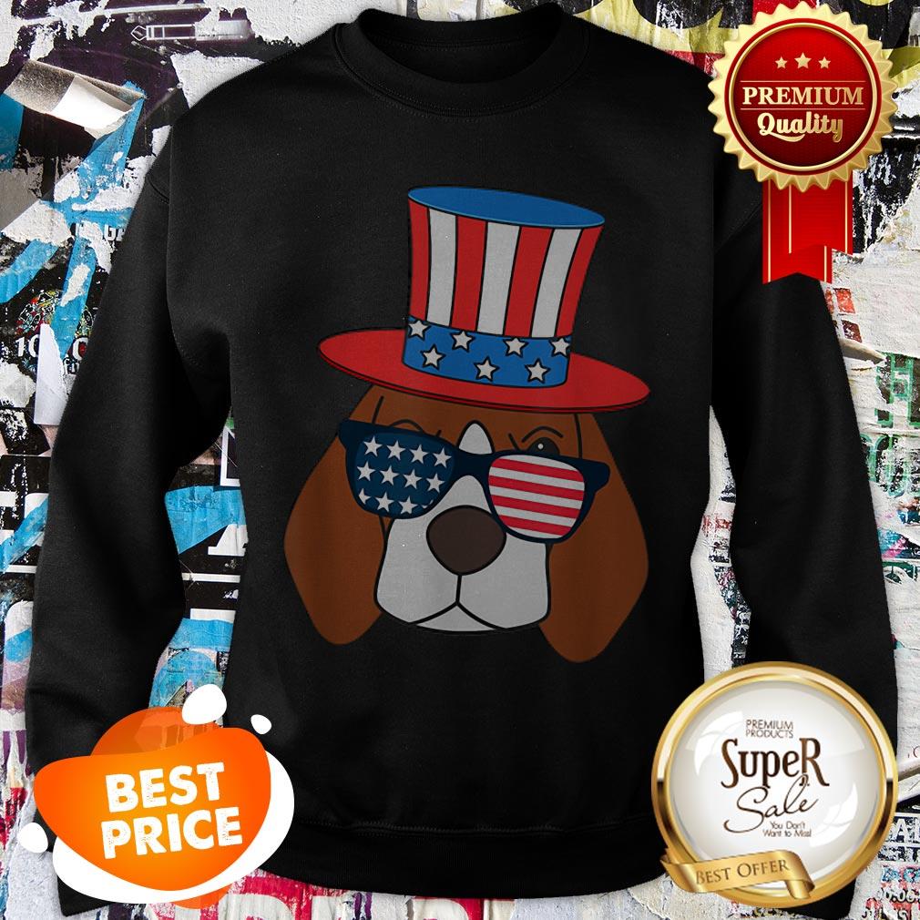 July 4th American Sunglasses USA Flag Patriotic Beagle Dog Shirt