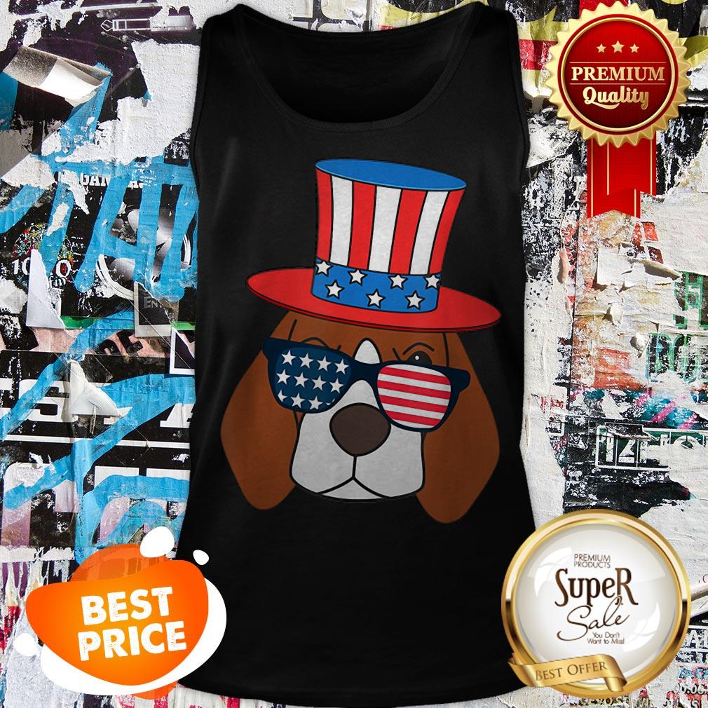 July 4th American Sunglasses USA Flag Patriotic Beagle Dog Shirt