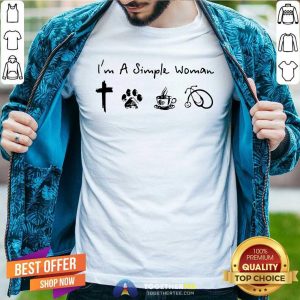 Lovely A Simple Womans Love Jesus Dog Coffee Stethoscope Shirt