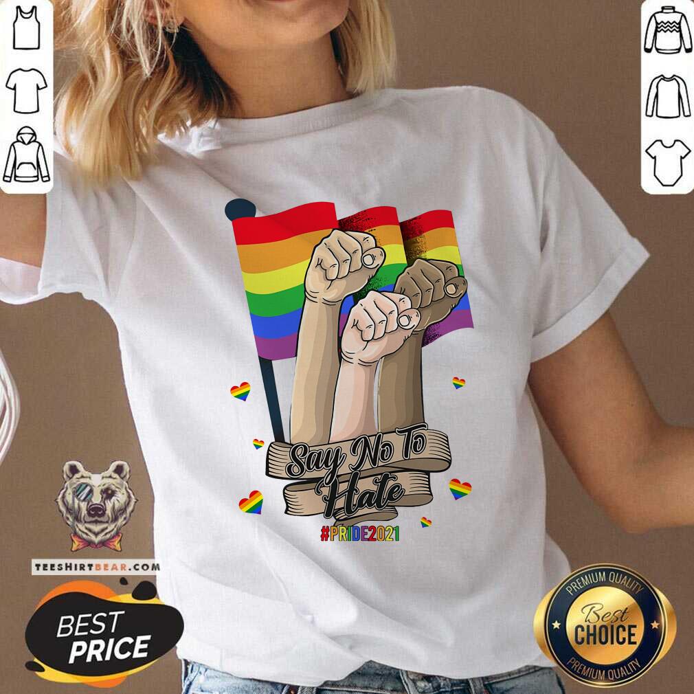 LGBT Say No To Hate Pride 2021 Flag Hand Shirt