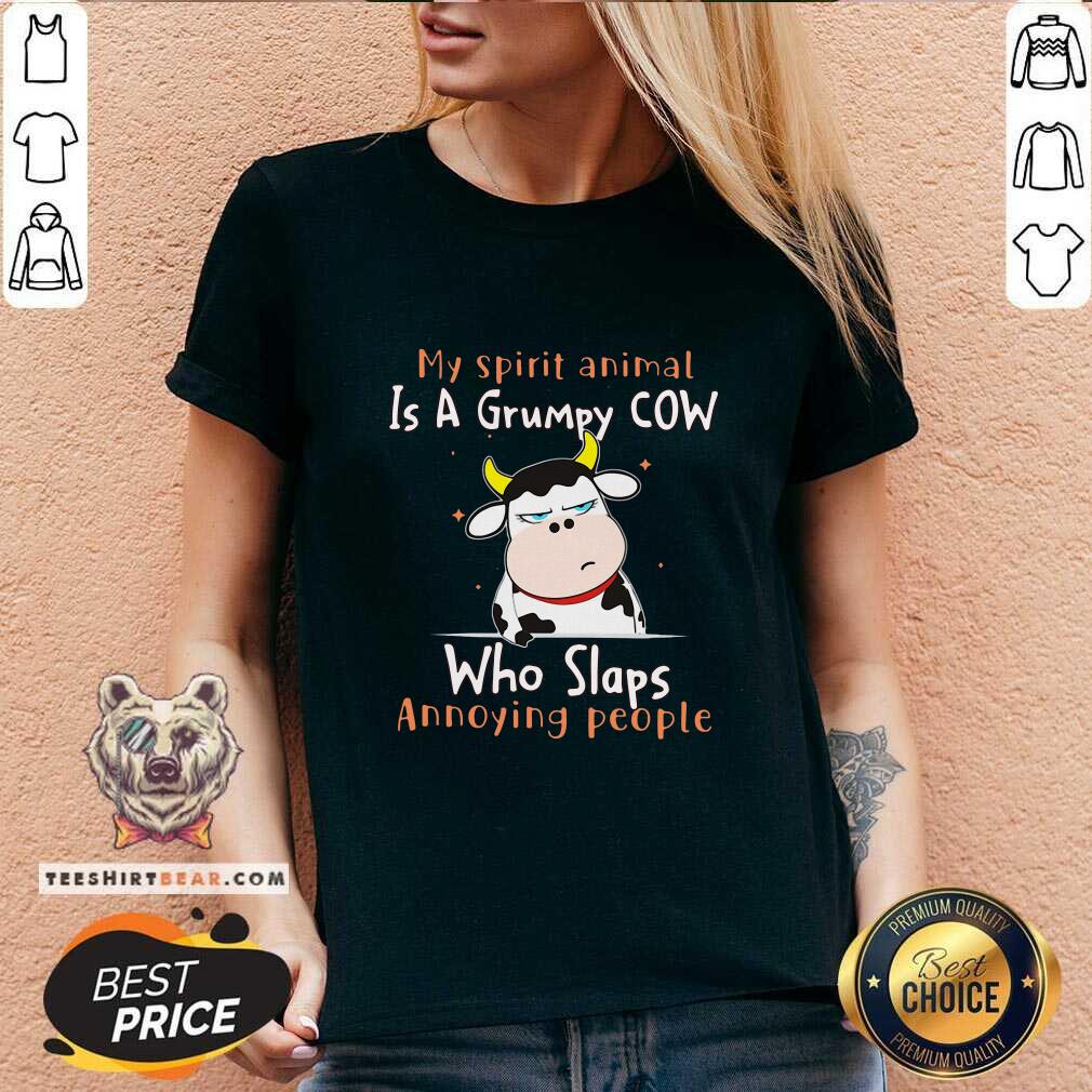 Lovely My Spirit Animal Is A Grumpy Cow Who Slaps Annoying People Shirt