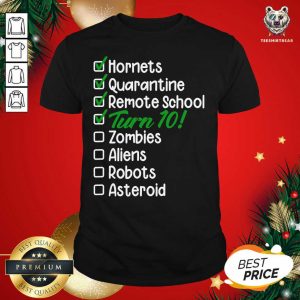 Official Hornets Quarantine Remote School Zombie Aliens Robots 10th Birthday Shirt