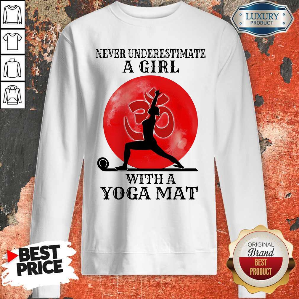 Never Underestimate A Girl With A Yoga Mat Moon Shirt