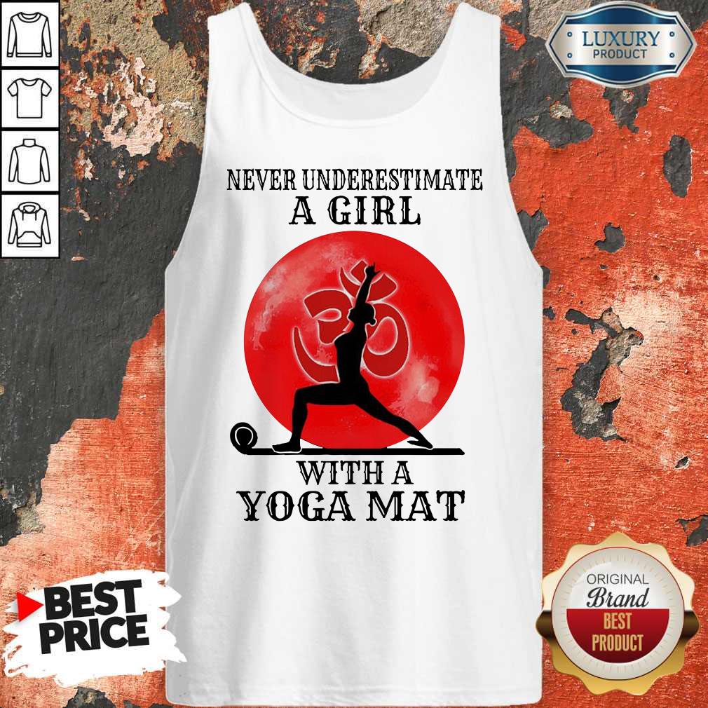 Never Underestimate A Girl With A Yoga Mat Moon Shirt