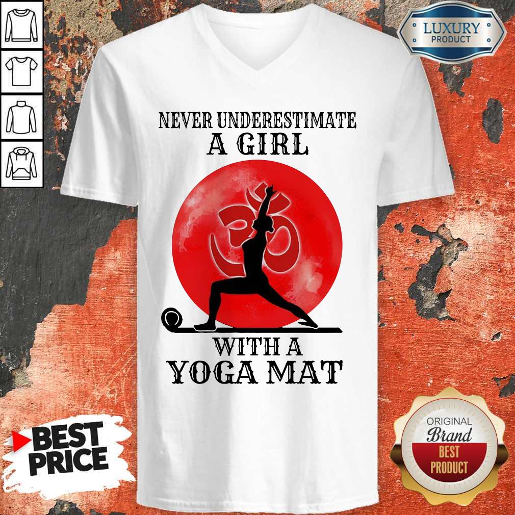 Never Underestimate A Girl With A Yoga Mat Moon Shirt