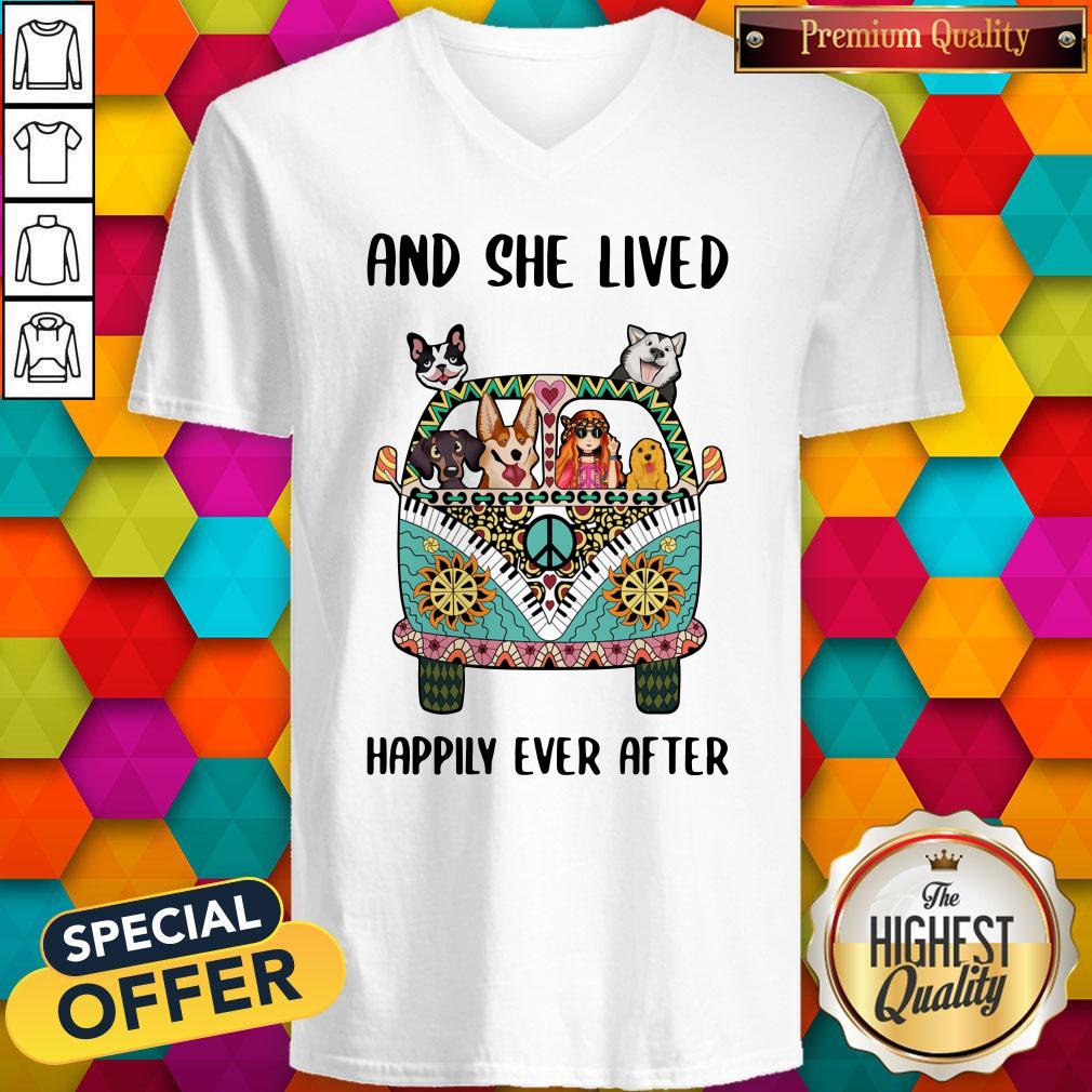 Nice And She Lived Happily Ever After Peace Bus Dogs Shirt