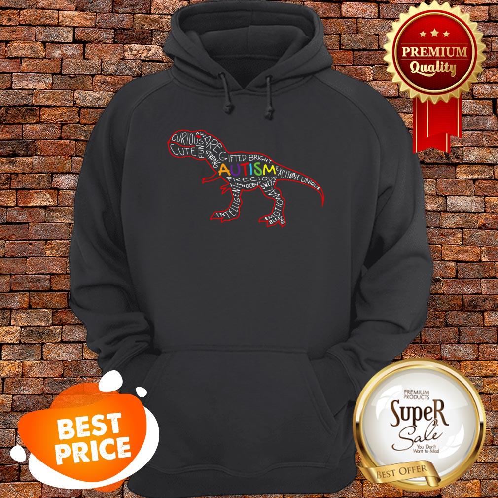 Nice Autism Awareness T-Rex Dinosaur Word Cloud Shirt