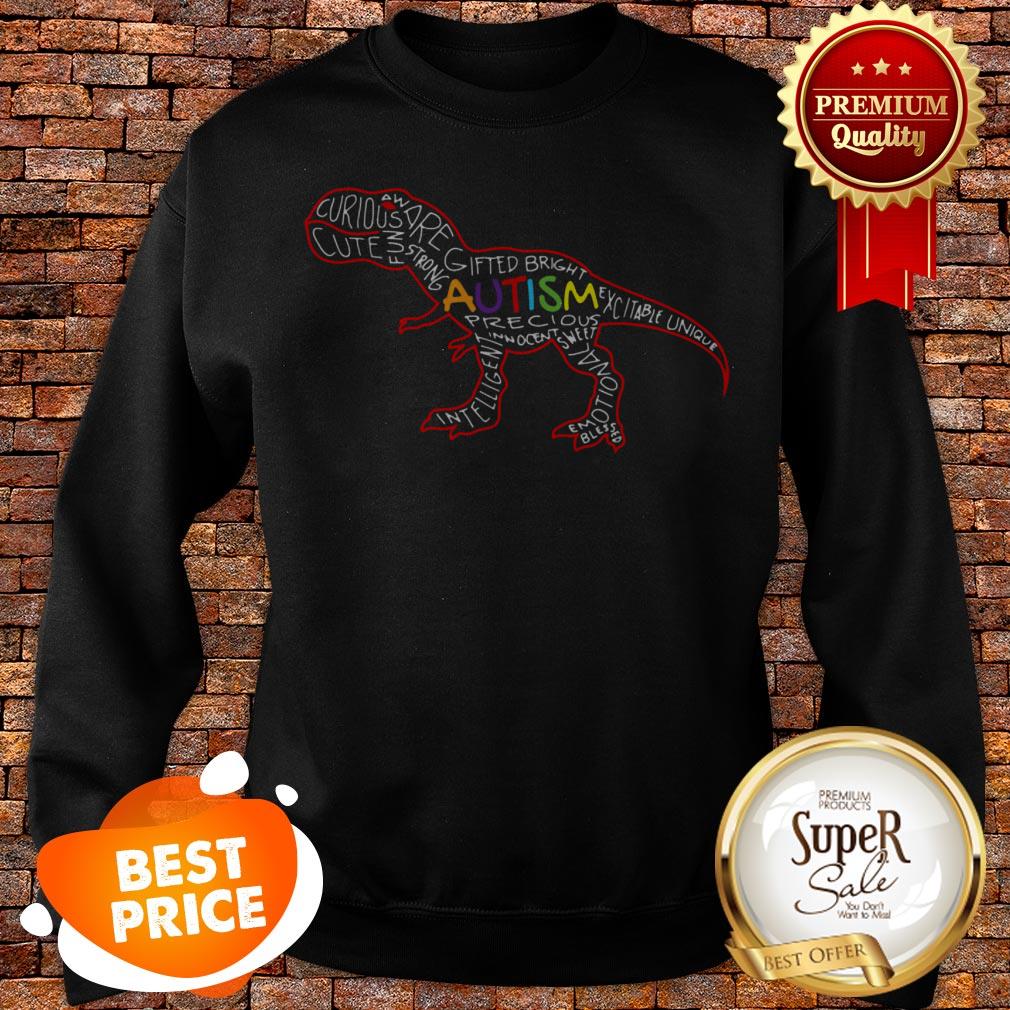 Nice Autism Awareness T-Rex Dinosaur Word Cloud Shirt