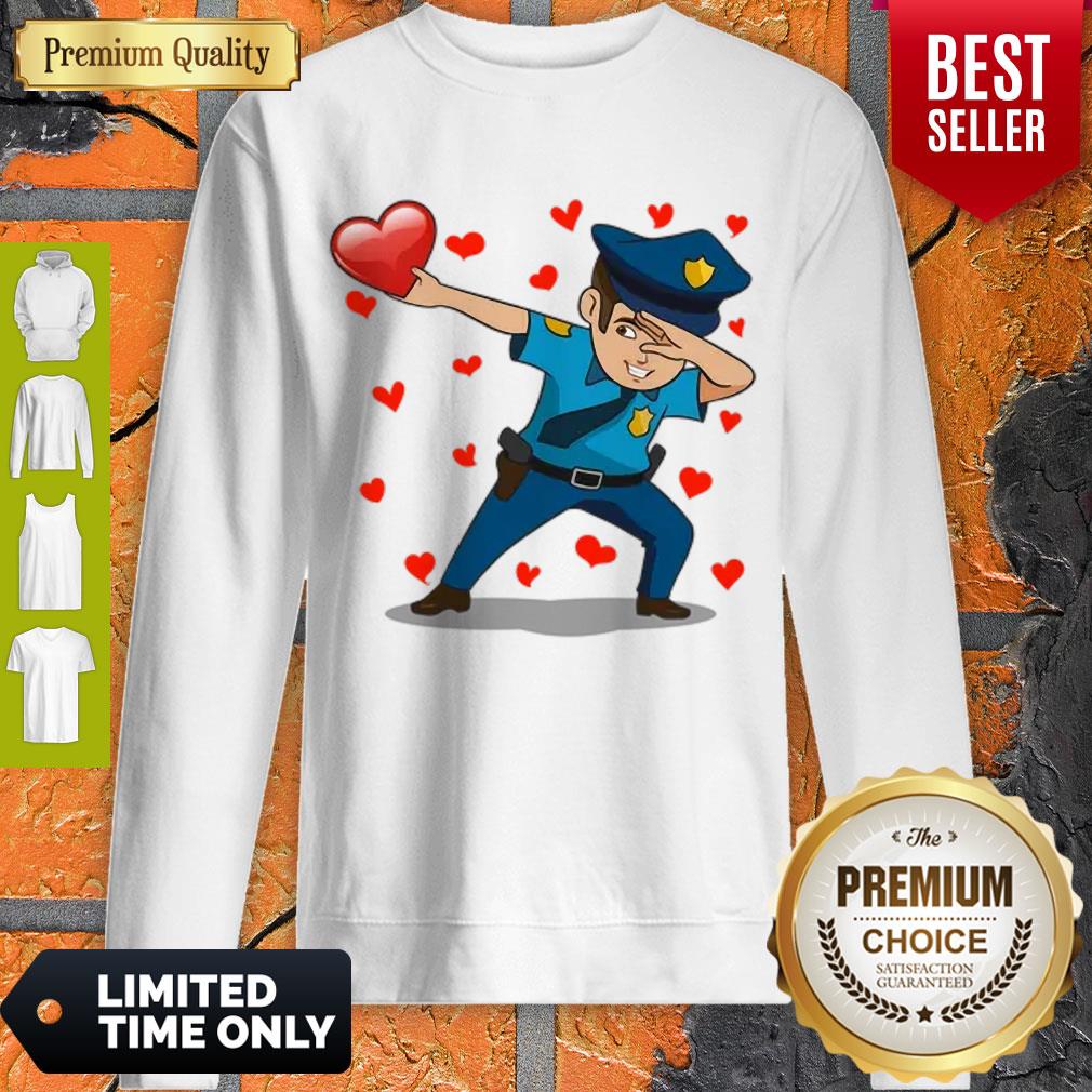Nice Dabbing Policeman Red Heart Love Valentines Day Lovers Gift Shirt
