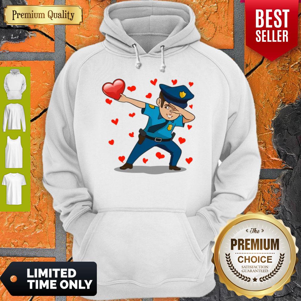 Nice Dabbing Policeman Red Heart Love Valentines Day Lovers Gift Shirt