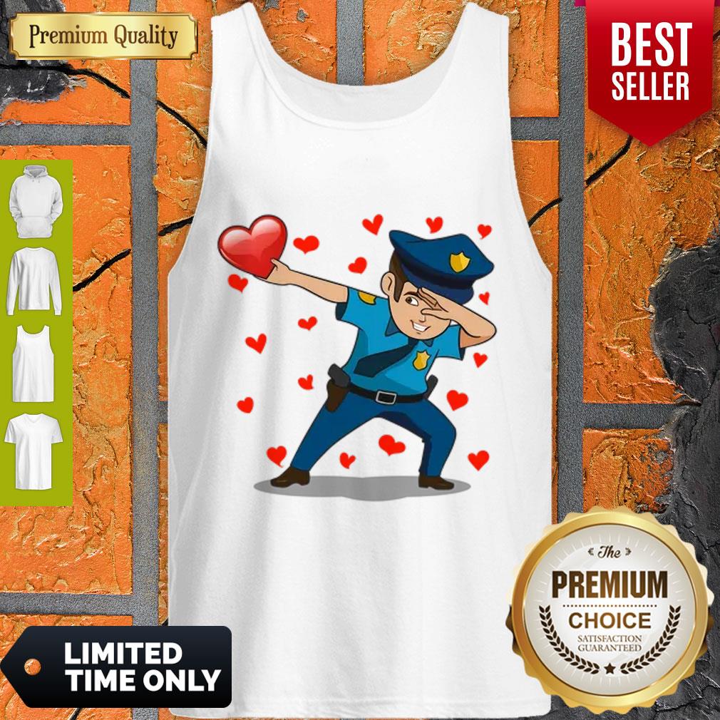 Nice Dabbing Policeman Red Heart Love Valentines Day Lovers Gift Shirt
