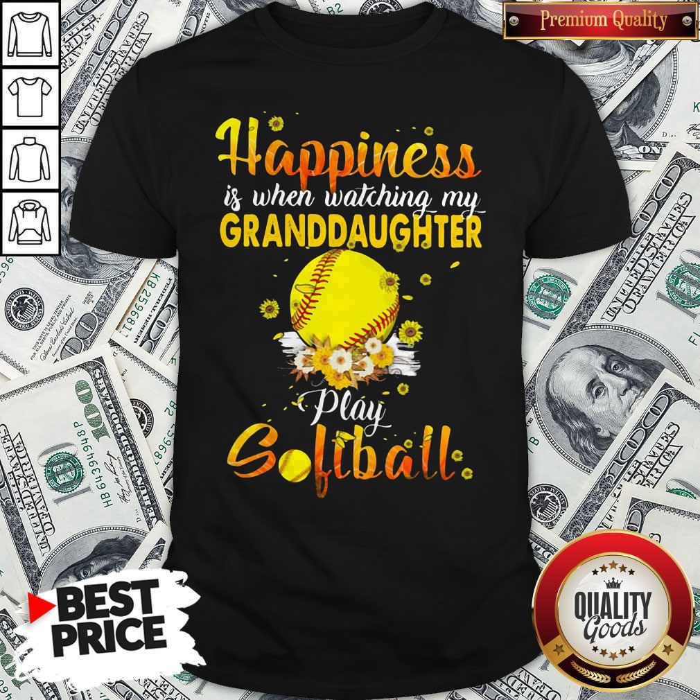 Nice Flower Happiness Is When Watching My Granddaughter Play Softball Shirt