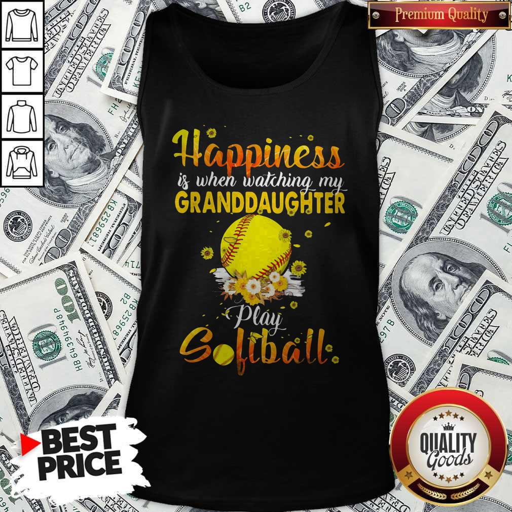 Nice Flower Happiness Is When Watching My Granddaughter Play Softball Shirt