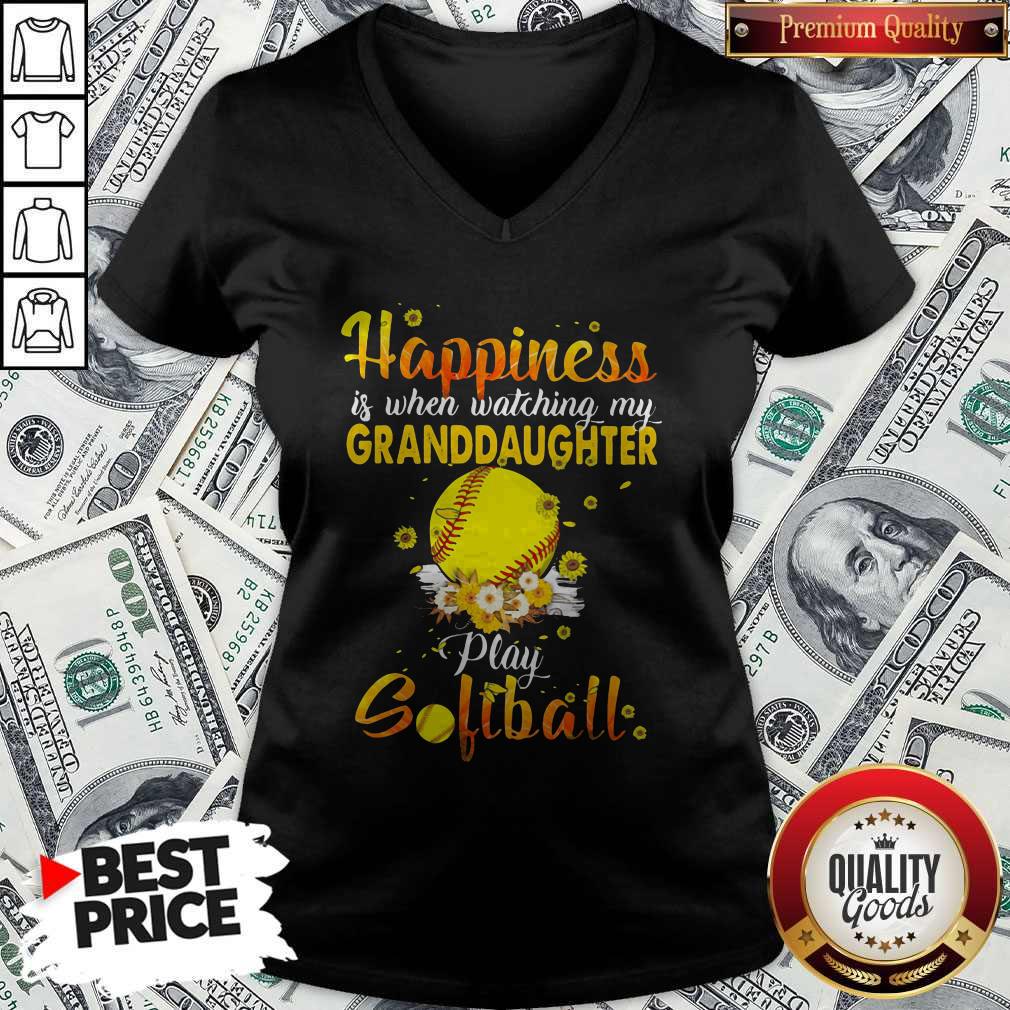Nice Flower Happiness Is When Watching My Granddaughter Play Softball Shirt