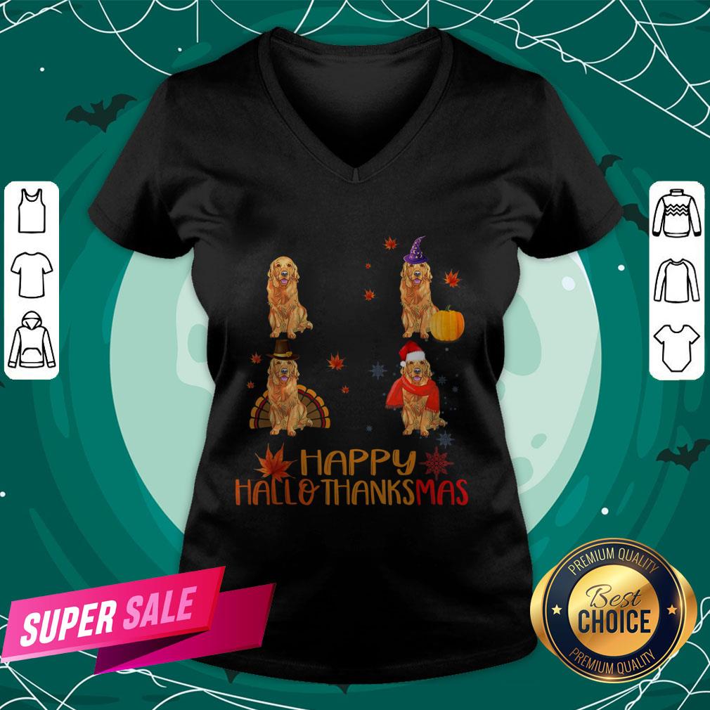 Nice Golden Retriever Happy Hallothanksmas Shirt