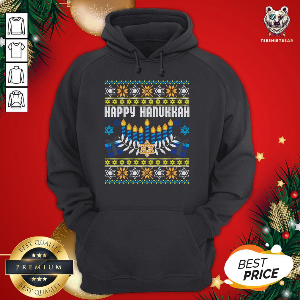 Nice Happy Hanukkah Jew Menorah Jewish Ugly Christmas Shirt