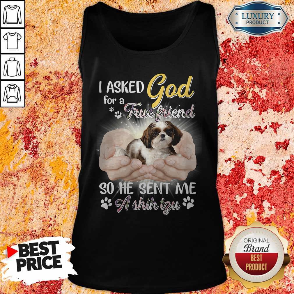 Nice I Asked God For A True Friend So He Sent Me A Shih Tzu Shirt