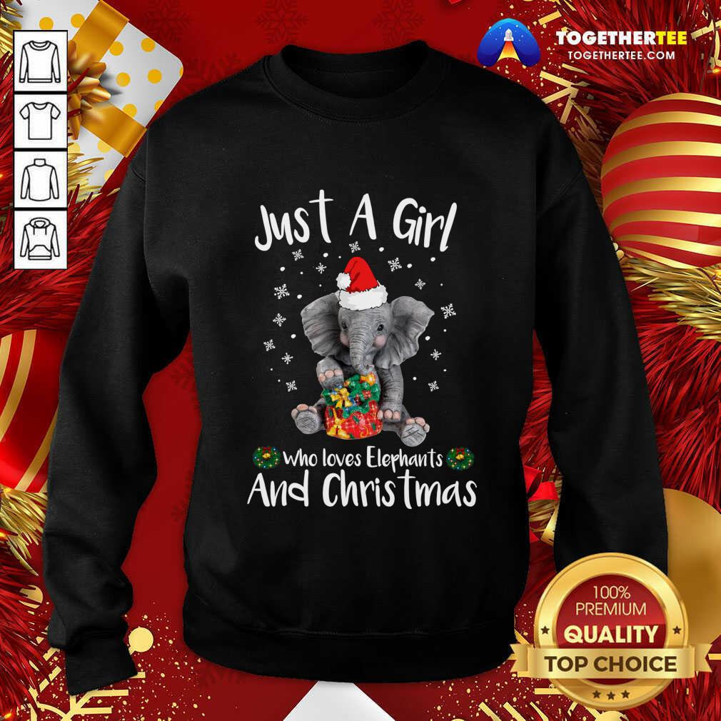 Nice Just A Girl Who Loves Elephants And Christmas Shirt