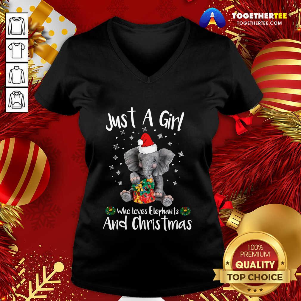 Nice Just A Girl Who Loves Elephants And Christmas Shirt