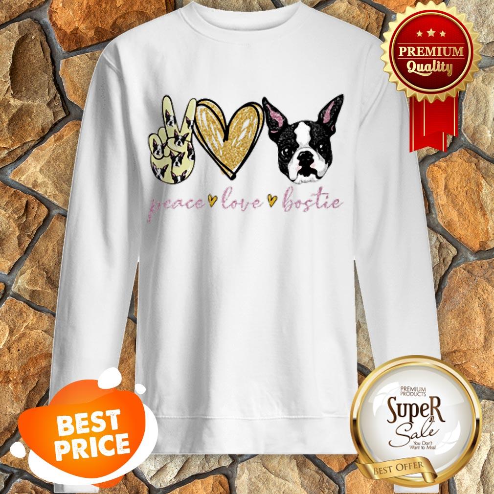 Nice Peace Love Bostie Boston Terrier Shirt