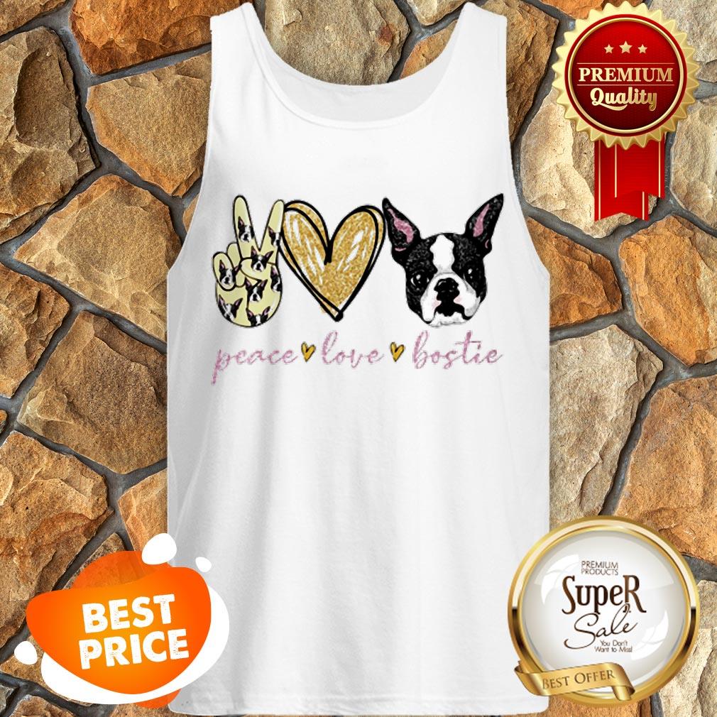 Nice Peace Love Bostie Boston Terrier Shirt