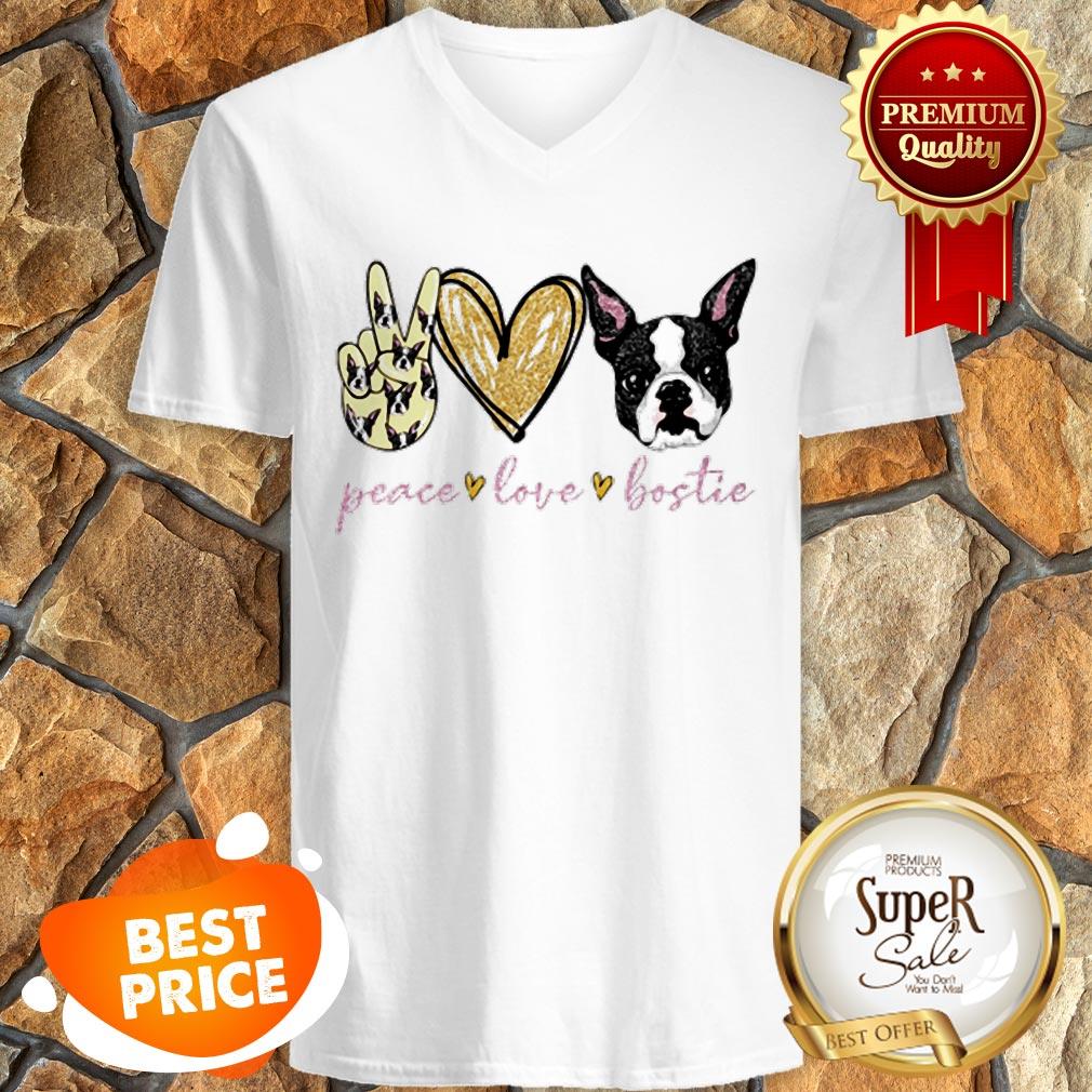 Nice Peace Love Bostie Boston Terrier Shirt