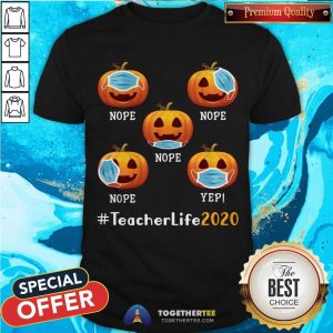 Funny Halloween Teacher Life 2020 Pumpkin Wearing Mask T-Shirt