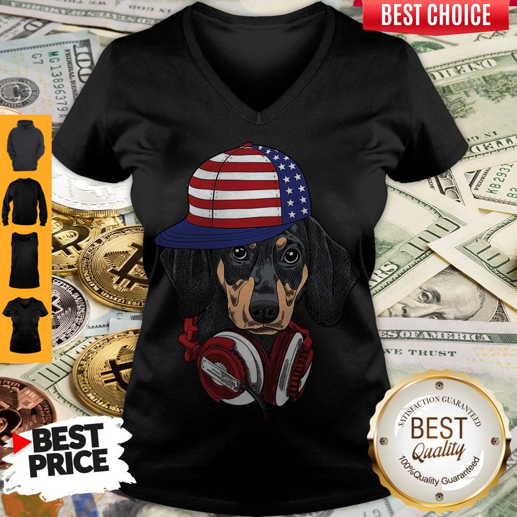 Official 4 Of July Dachshund Listening Music Shirt