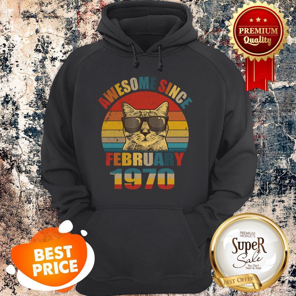 Nice Awesome Since February 1970 Vintage Cat shirt