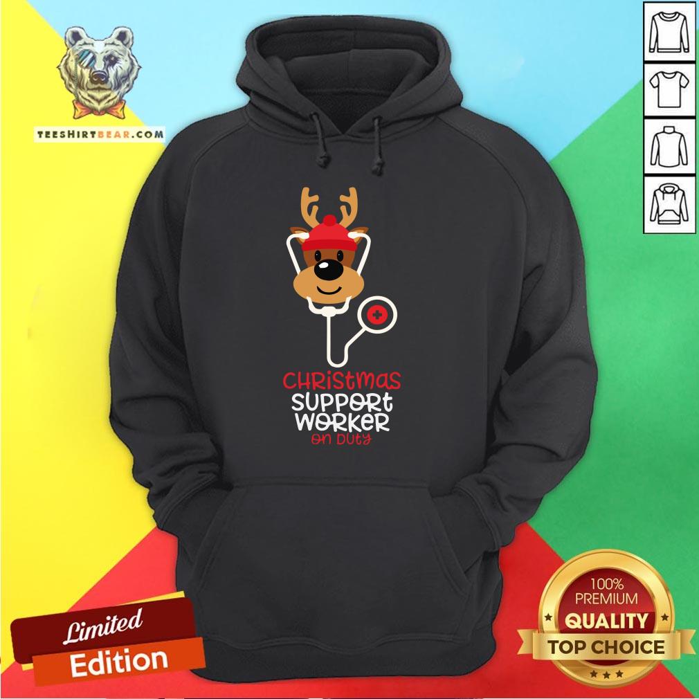 Official Christmas Support Worker Reindeer Nurse On Duty Shirt