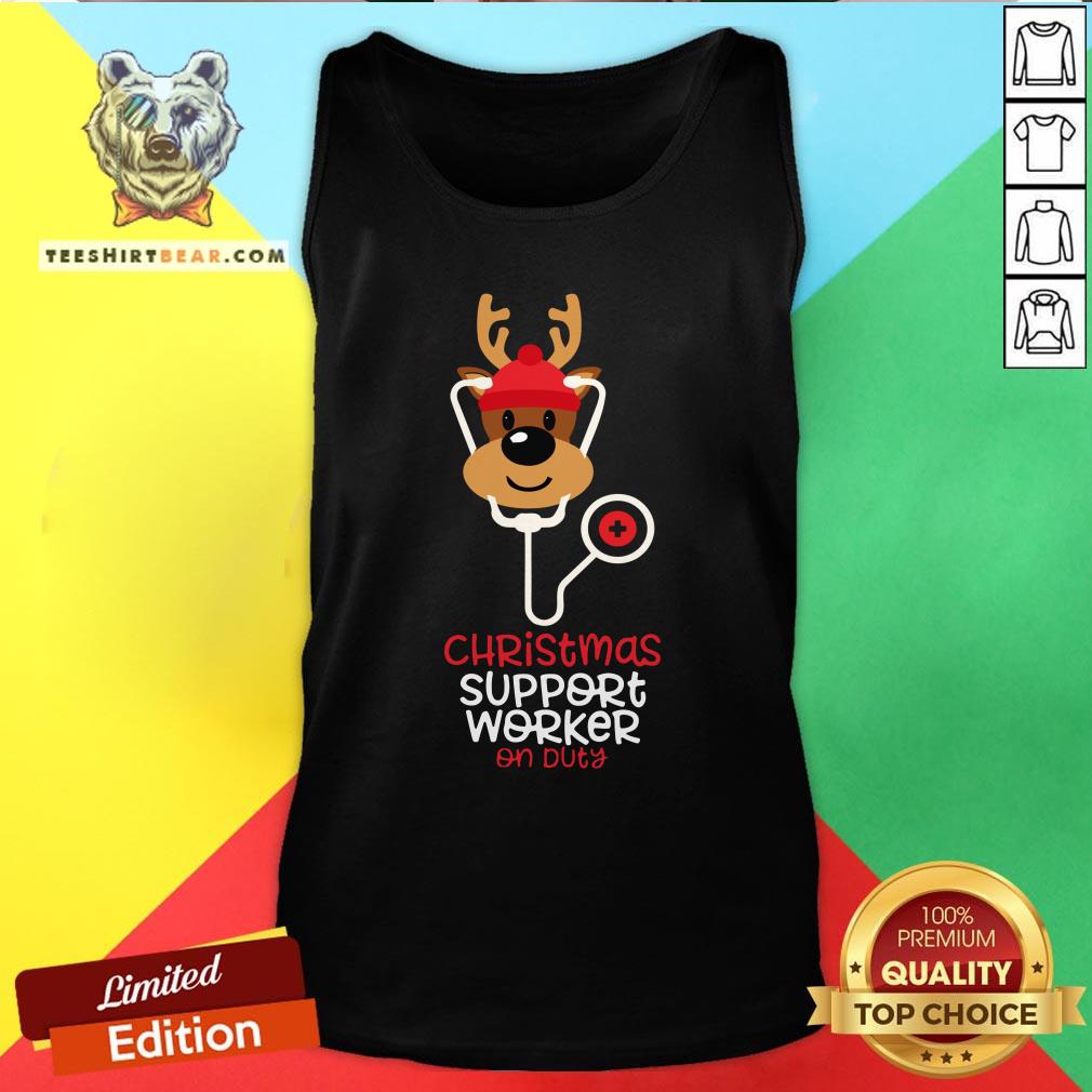 Official Christmas Support Worker Reindeer Nurse On Duty Shirt