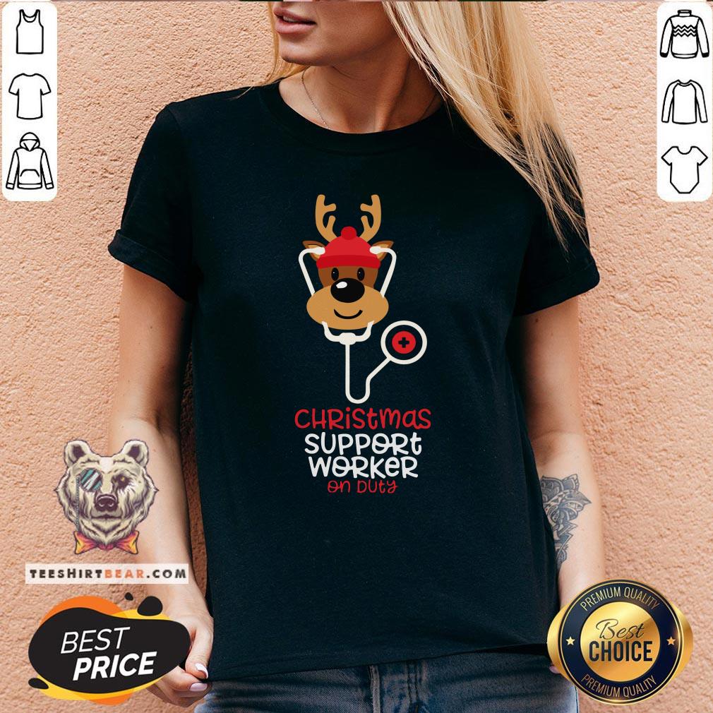 Official Christmas Support Worker Reindeer Nurse On Duty Shirt