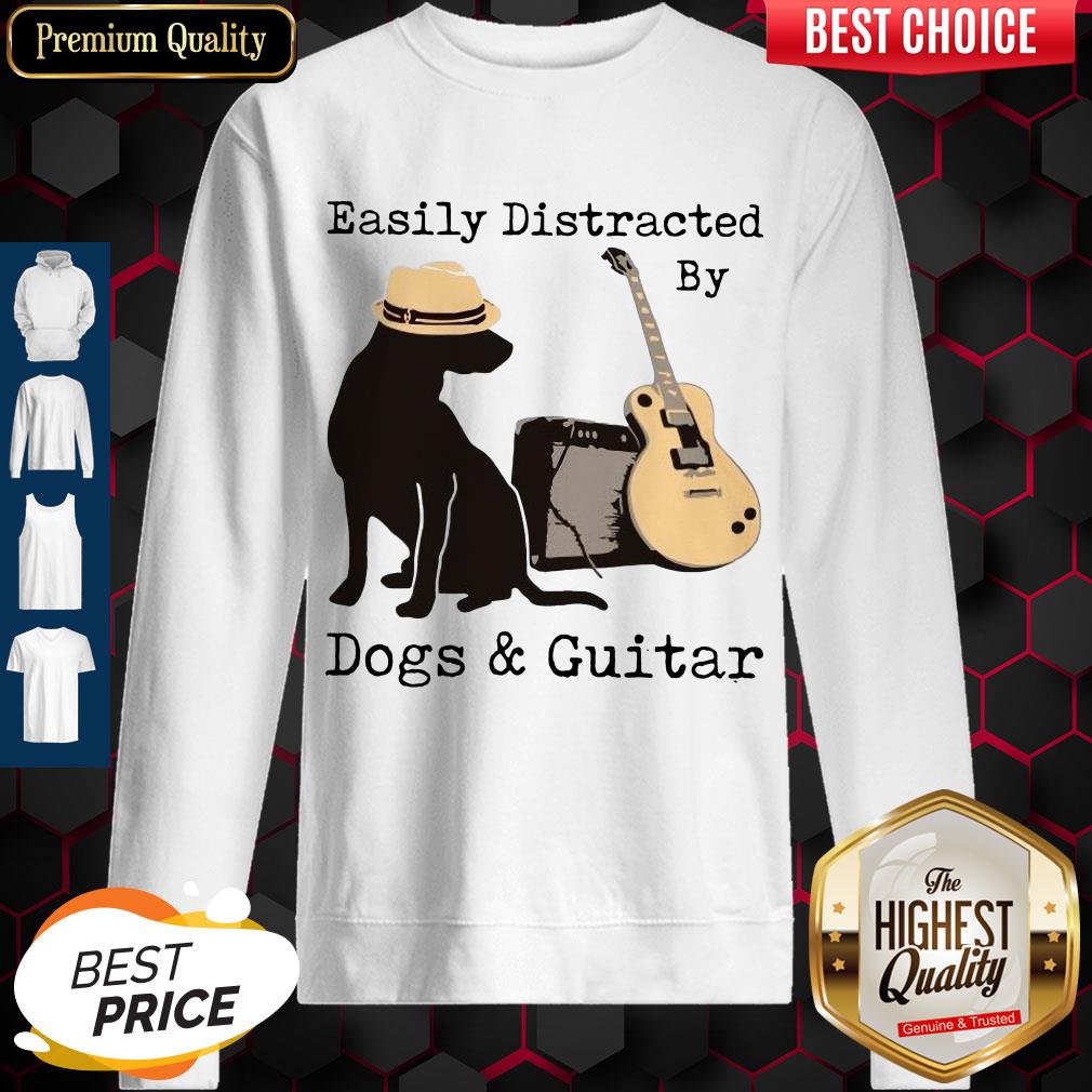 Official Easily Distracted By Guitar And Dogs Shirt