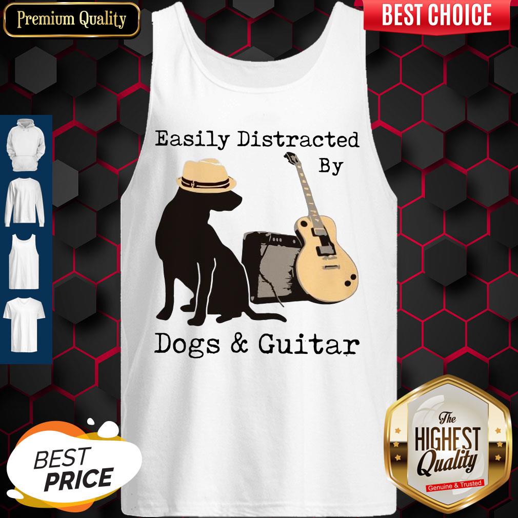 Official Easily Distracted By Guitar And Dogs Shirt
