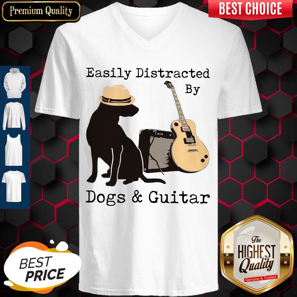 Official Easily Distracted By Guitar And Dogs Shirt