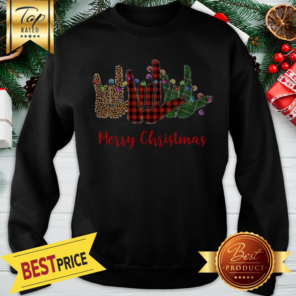 Official Hand I Love You Merry Christmas Shirt