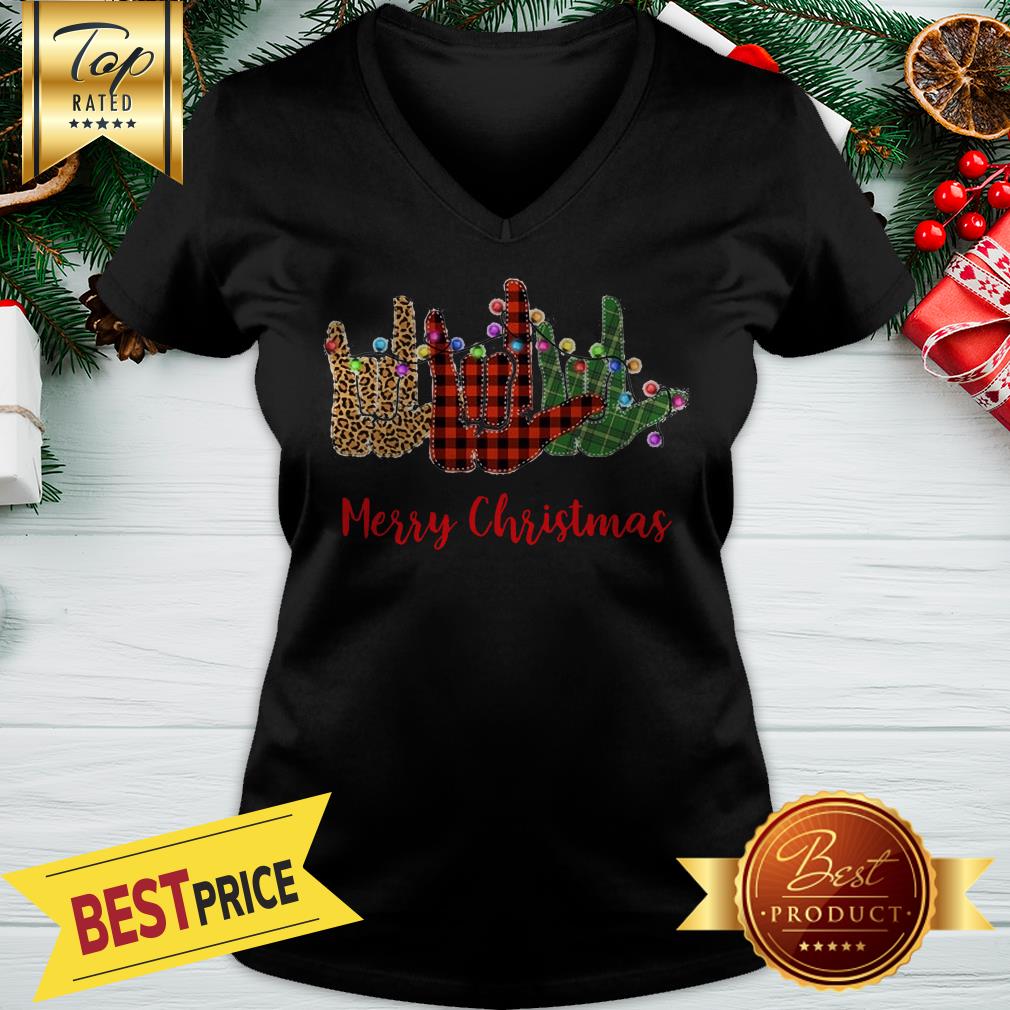 Official Hand I Love You Merry Christmas Shirt