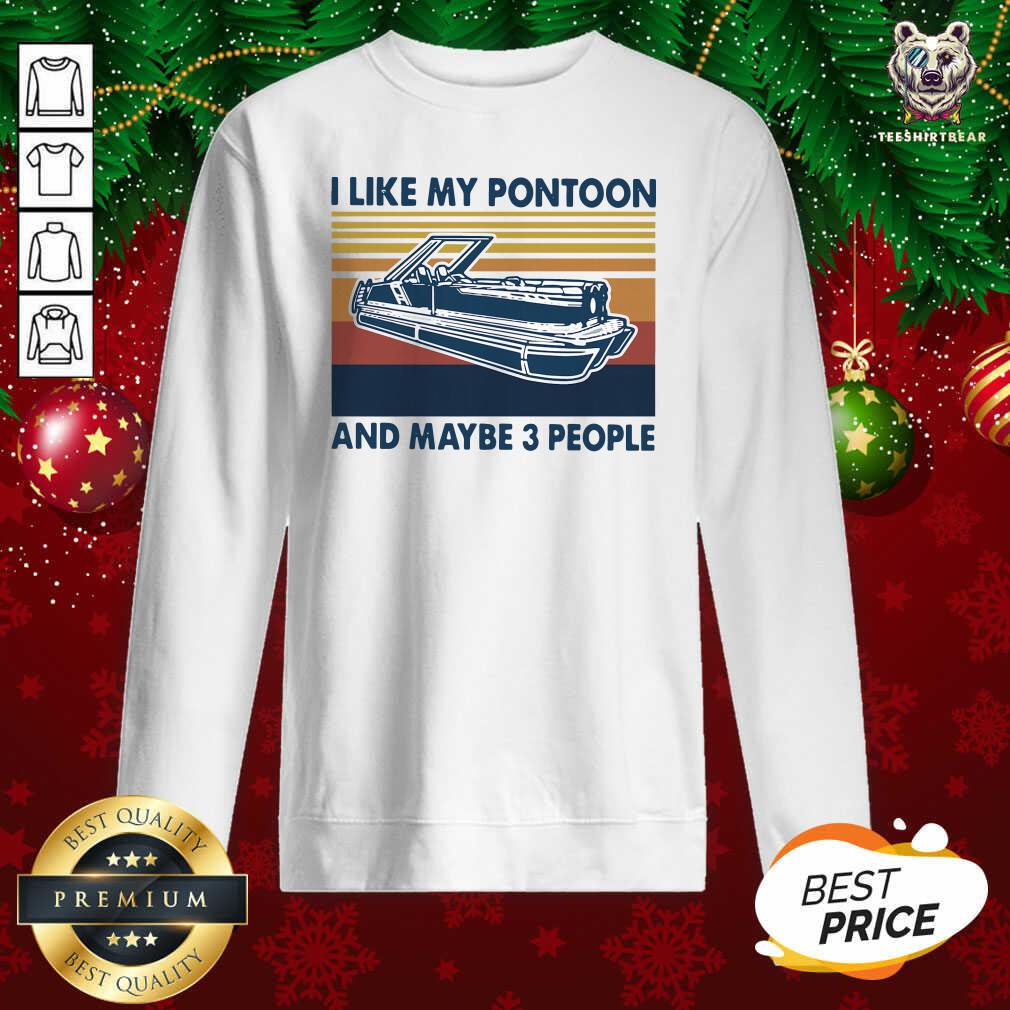 Original I Like My Pontoon And Maybe 3 People Vintage Retro Shirt
