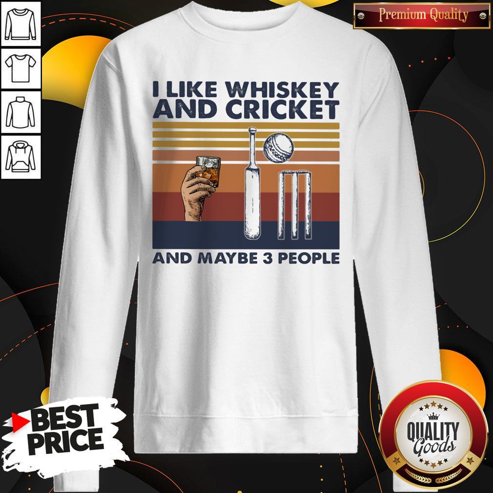 Original I Like Whiskey And Cricket And Maybe 3 People Vintage Retro Shirt