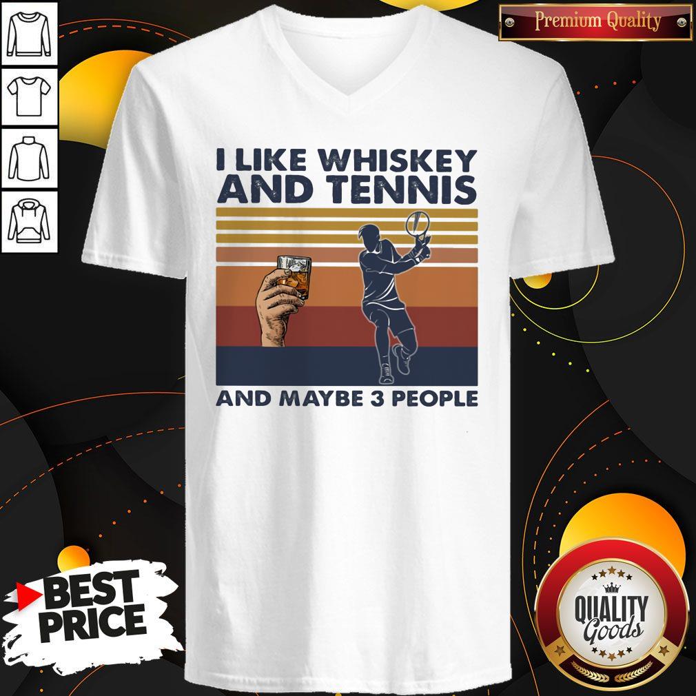 Original I Like Whiskey And Tennis And Maybe 3 People Vintage Retro Shirt