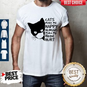 Back Cat Face Mask Cats Make Me Happy Humans Make My Head Hurt Shirt