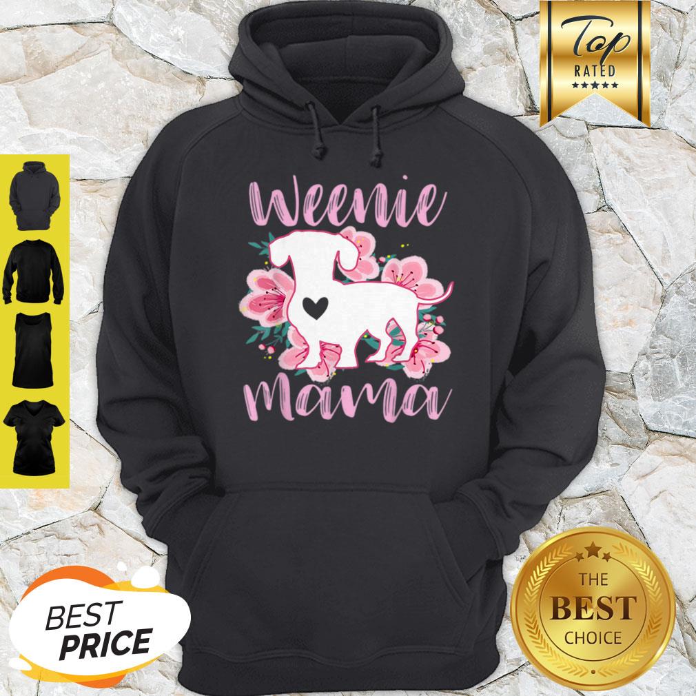Premium Dachshund Mama Wiener Dog Pink Flowers Cute Weenie Mom Gift Shirt