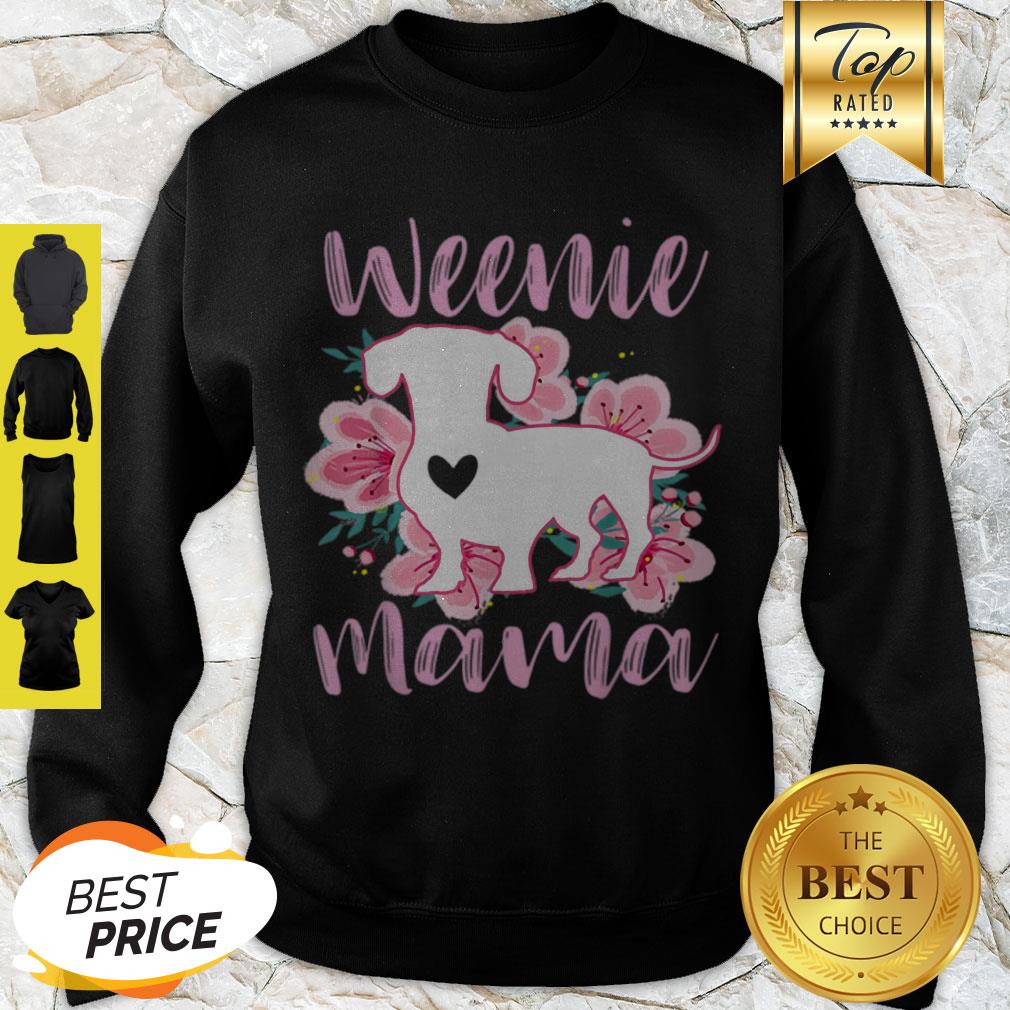 Premium Dachshund Mama Wiener Dog Pink Flowers Cute Weenie Mom Gift Shirt
