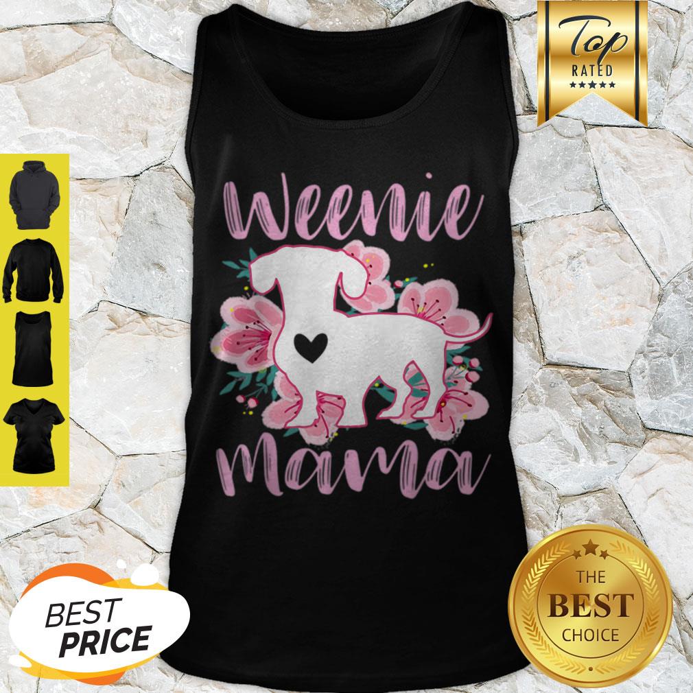 Premium Dachshund Mama Wiener Dog Pink Flowers Cute Weenie Mom Gift Shirt