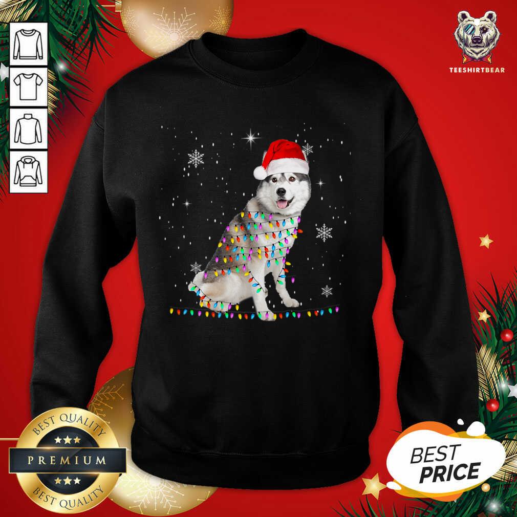 Premium Siberian Husky Santa Christmas Tree Lights Xmas T-Shirt