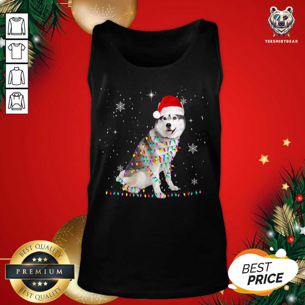 Premium Siberian Husky Santa Christmas Tree Lights Xmas T-Shirt